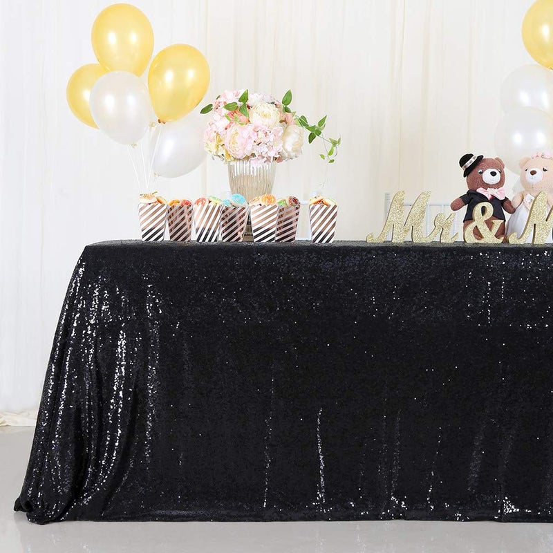 B.Cool B-COOL Black Sequin Tablecloth Halloween Table Overlays Shimmer Table Cloth 90x90-inch Square Halloween Decoration Popular and Elegant Wedding Tablecloth - Image 4